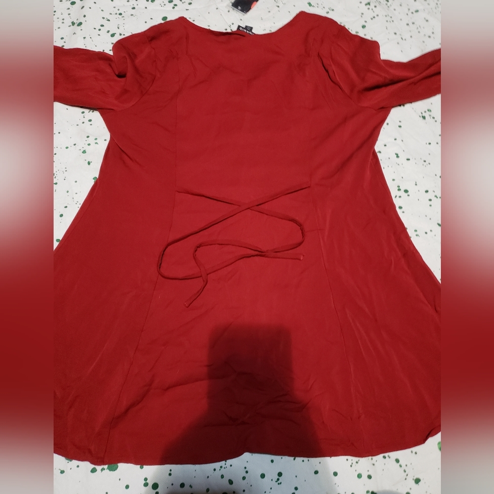 Silky Red Button Down - Picture 2 of 9